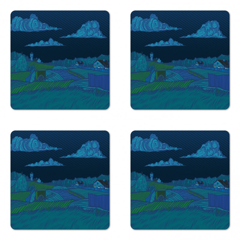 Night Countryside Art Coaster Set Of Four