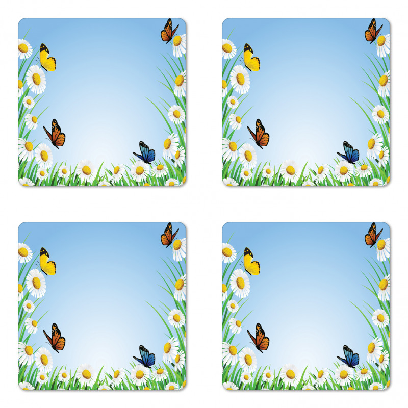Daisy with Butterflies Coaster Set Of Four