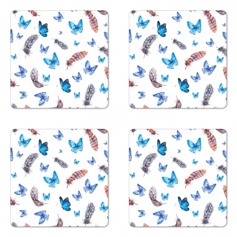 Feathers and Butterfly Coaster Set Of Four