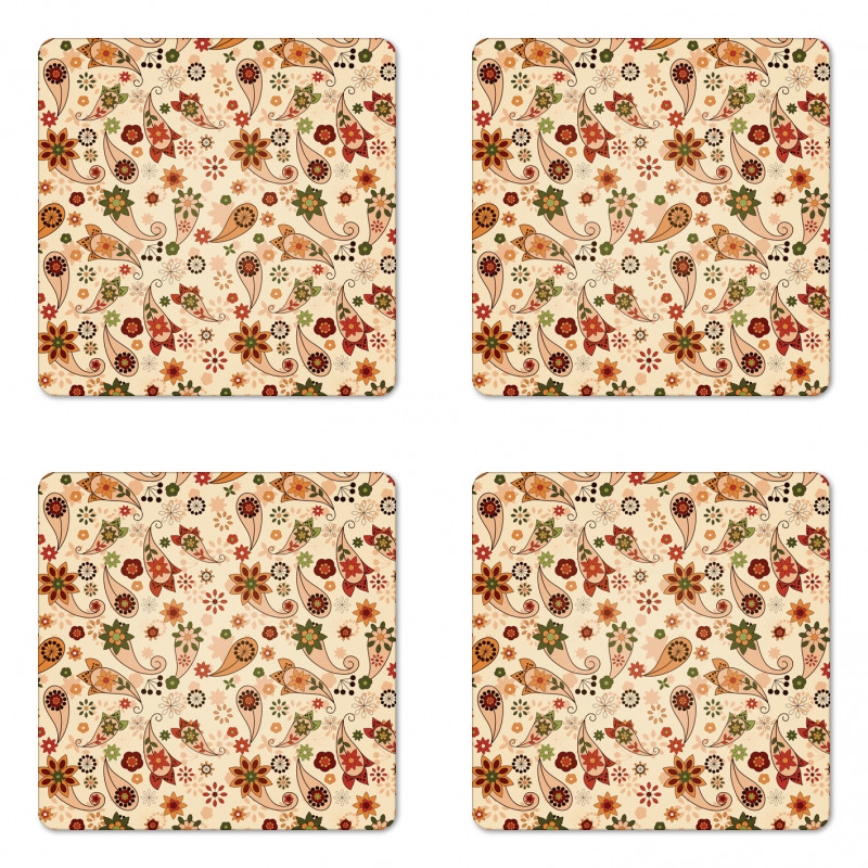 Spring Motif Paisley Coaster Set Of Four