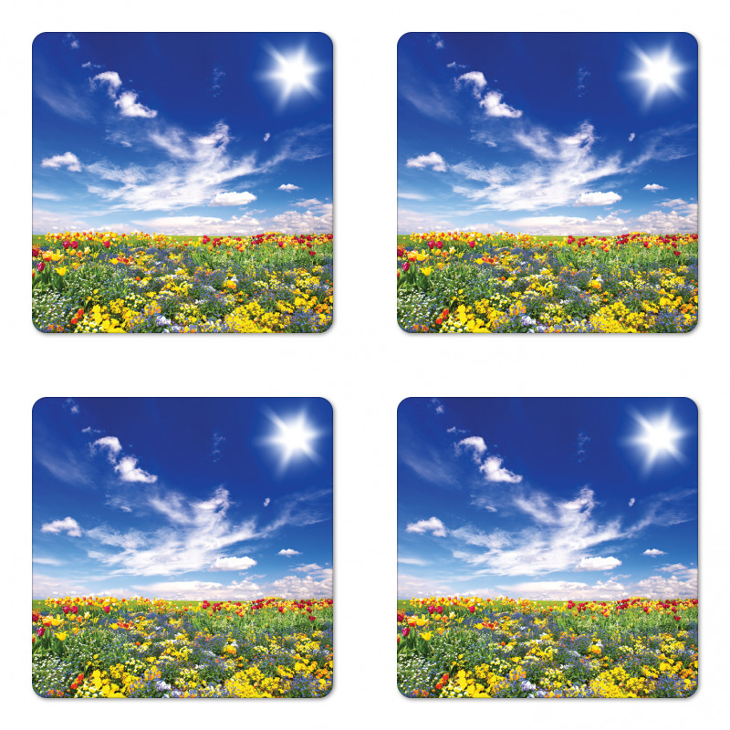 Flowers Cloudy Sky Coaster Set Of Four