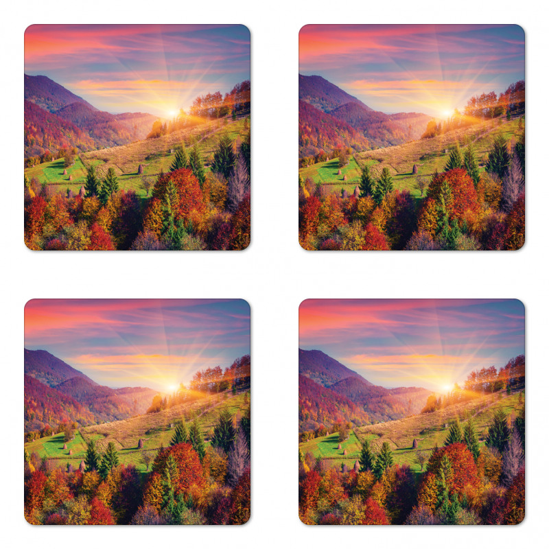 Morning in Mountain Tree Coaster Set Of Four