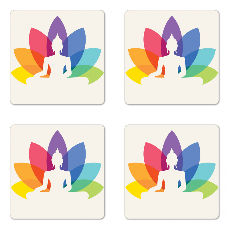 Colorful Lotus Flower Coaster Set Of Four
