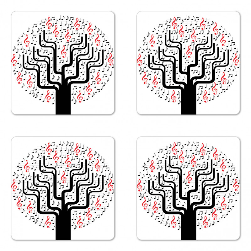 Round Geometric Tree Coaster Set Of Four