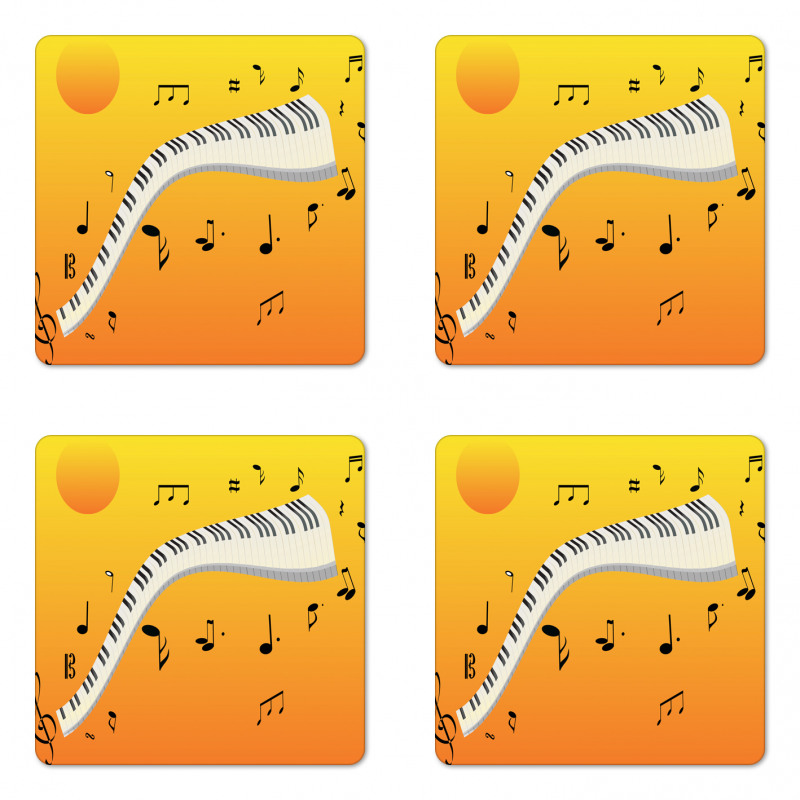 Joyous Sunset Piano Keys Coaster Set Of Four