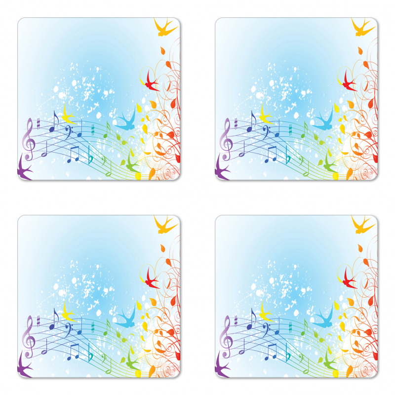 Spring Scene Flourishes Coaster Set Of Four