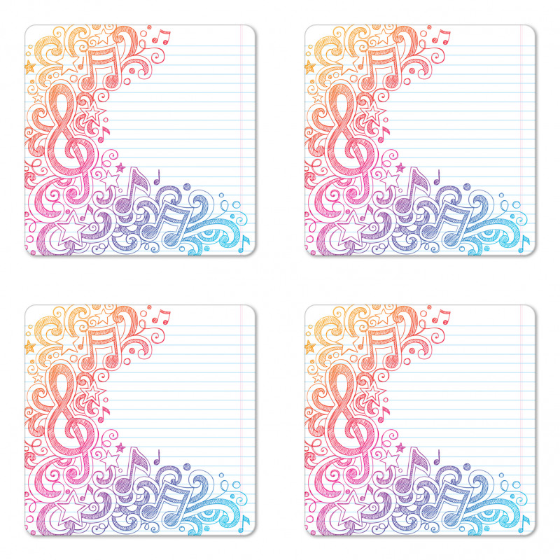 Hand Drawn Swirls Stars Coaster Set Of Four