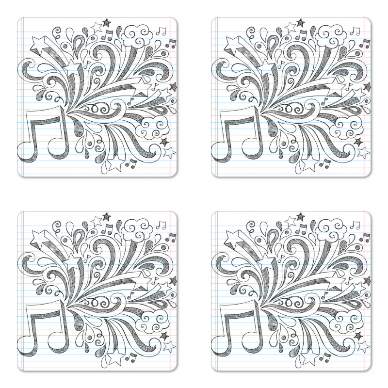 Sketchy Notebook Doodles Coaster Set Of Four