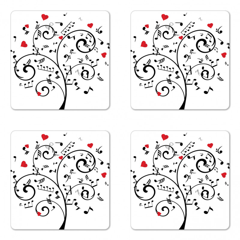 Romantic Tree and Hearts Coaster Set Of Four