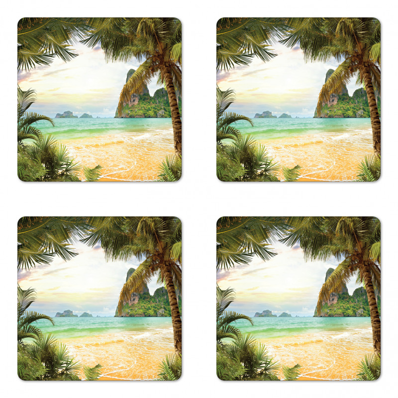 Palm Coconut Trees Beach Coaster Set Of Four