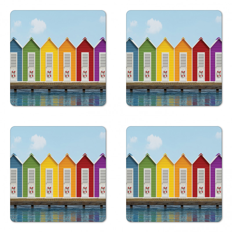 Colorful Cabins Sea Coaster Set Of Four