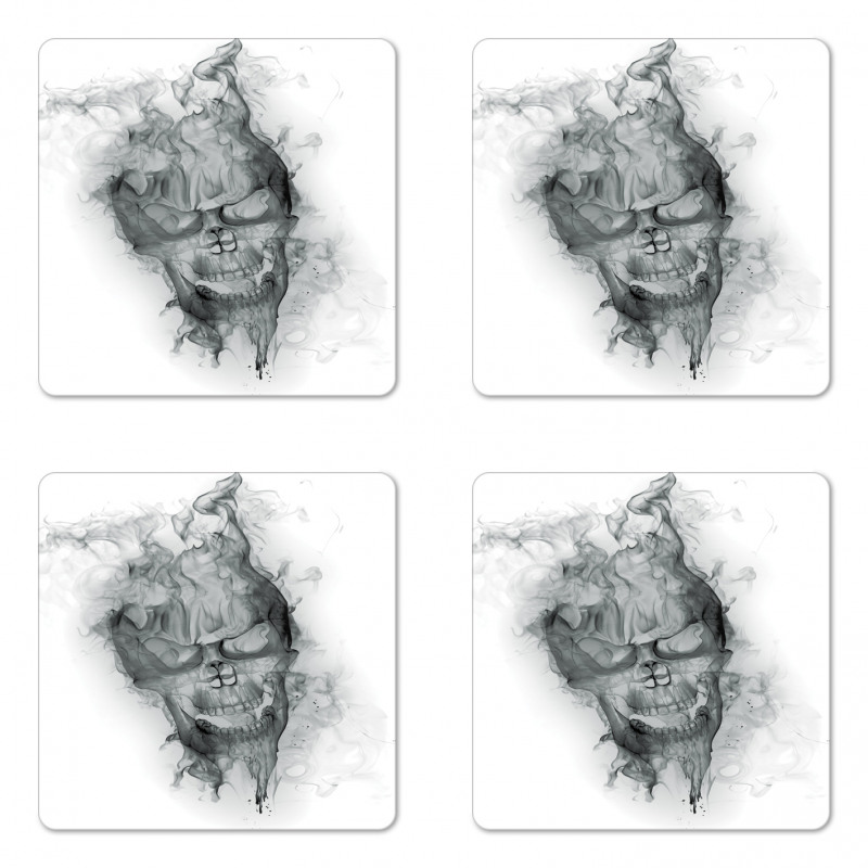 Smoky Skull Grungy Art Coaster Set Of Four
