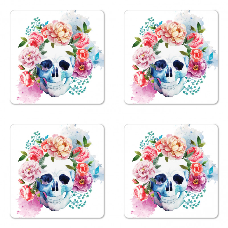 Floral Colorful Skeleton Coaster Set Of Four