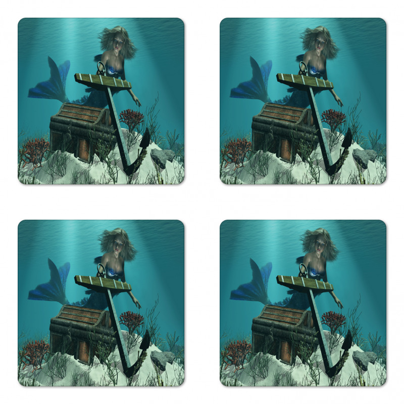 Ocean Mythical Pirate Coaster Set Of Four