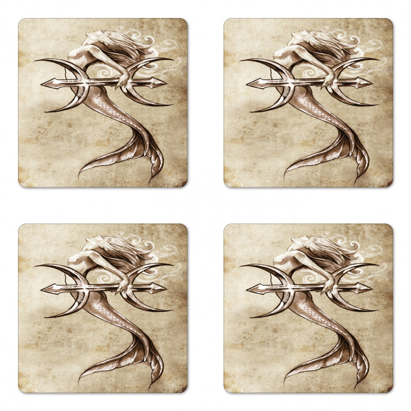 Vintage Mythical Art Coaster Set Of Four