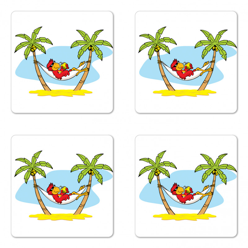 Hammock Palm Tree Shade Coaster Set Of Four