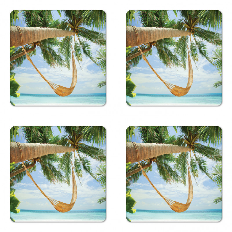 Ocean Sandy Shore Palm Coaster Set Of Four