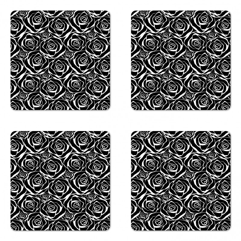 Abstract Art Rose Flowers Coaster Set Of Four