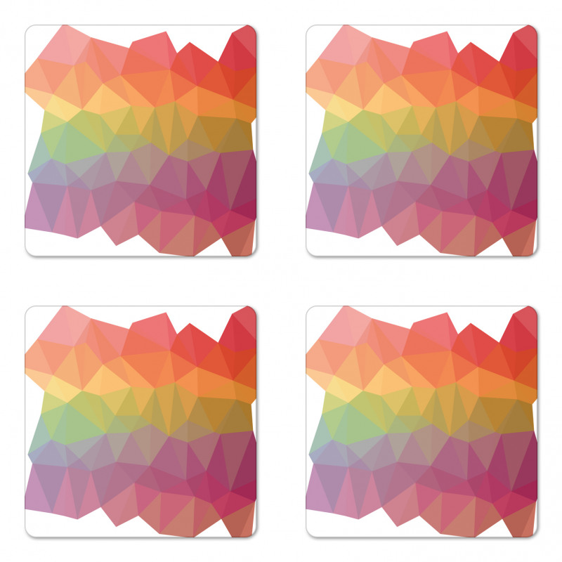 Retro Rainbow Colors Poly Coaster Set Of Four