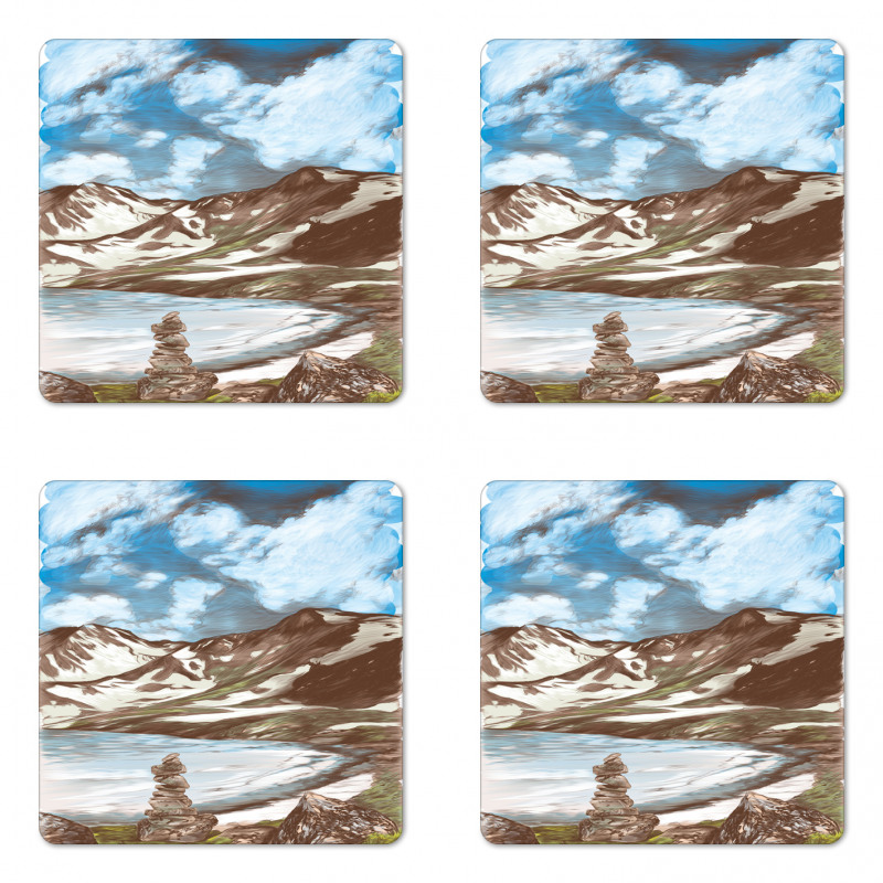 Snowy Mountains and Lake Coaster Set Of Four