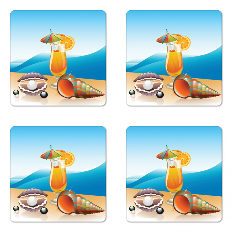 Seascape Summer Beach Coaster Set Of Four