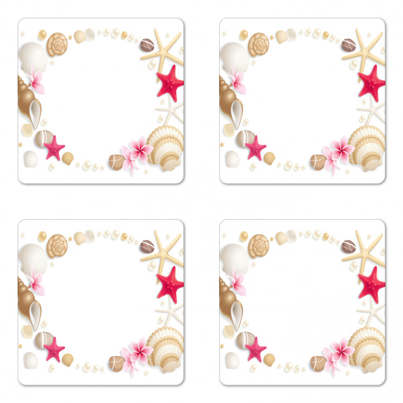 Seashells Flower Star Coaster Set Of Four