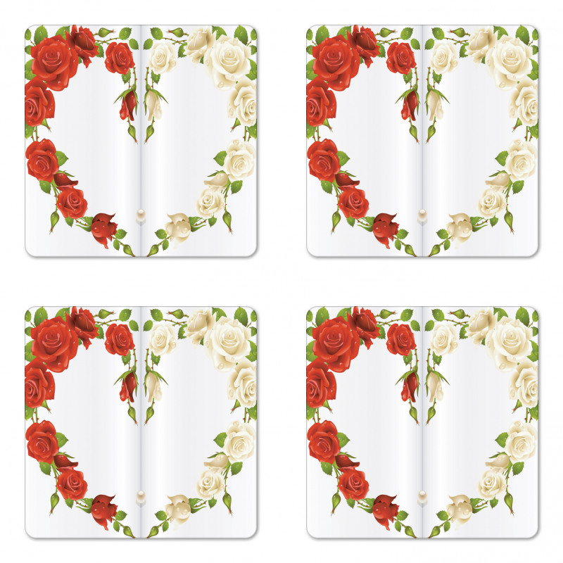 Heart Bouquet Romantic Coaster Set Of Four