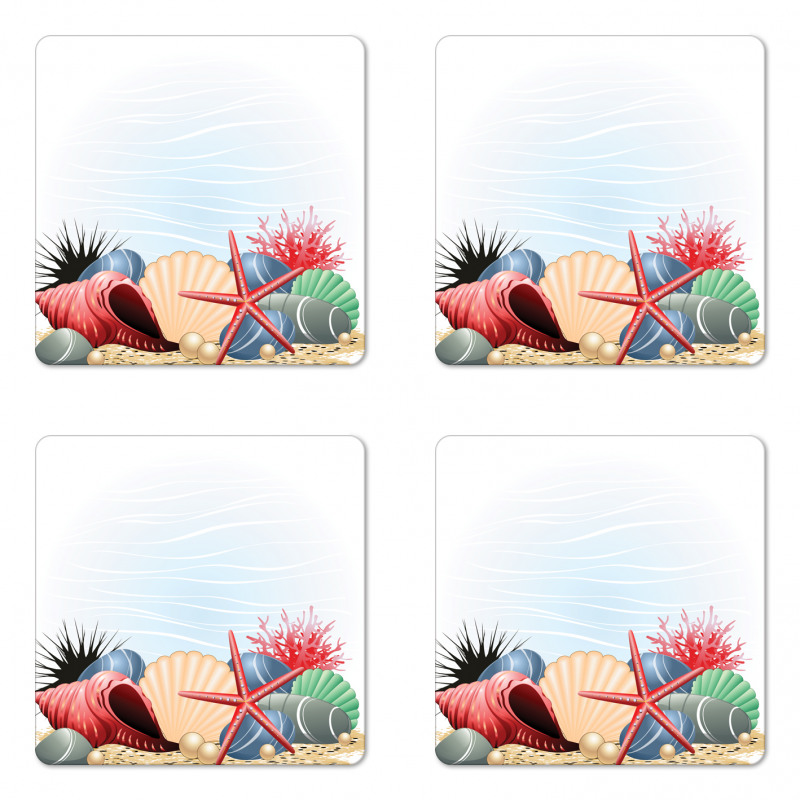 Summertime Seaside Pearl Coaster Set Of Four