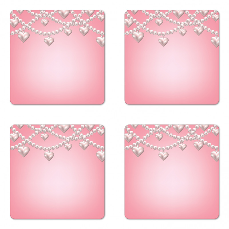 Heart Pearl Necklace Coaster Set Of Four