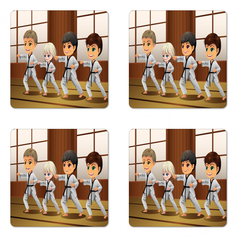 Children Dojo Practice Art Coaster Set Of Four