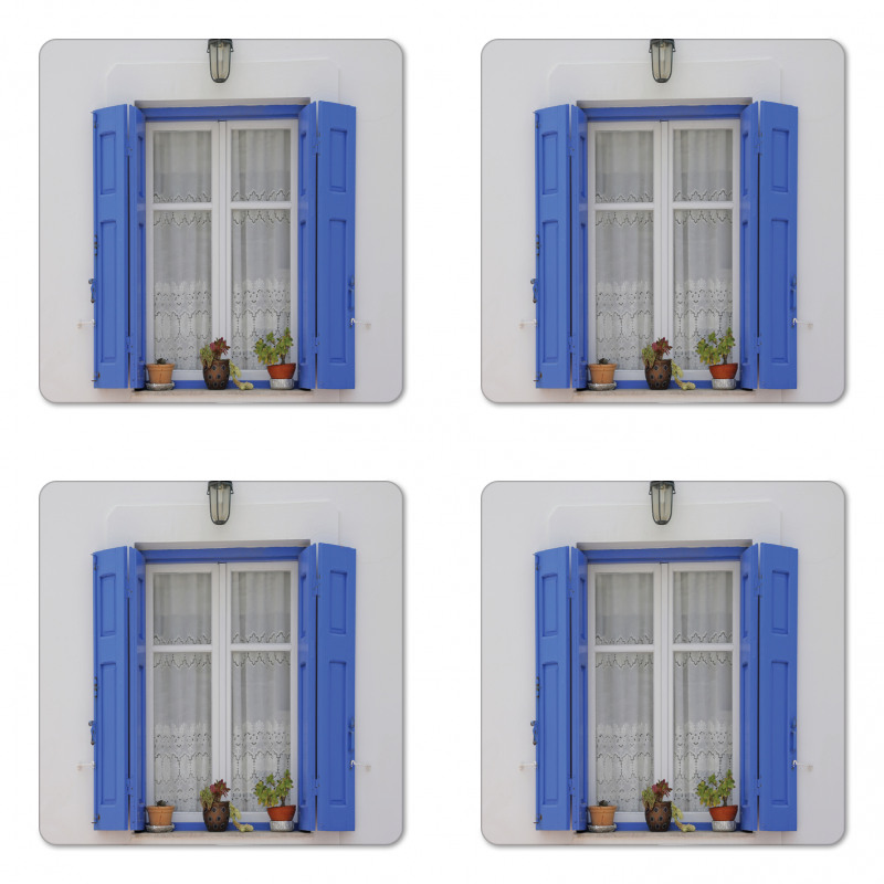 Shutters Flowers Window Coaster Set Of Four