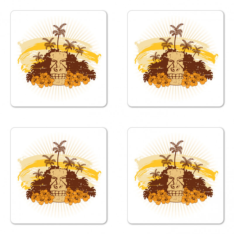 Retro Tropical Tiki Coaster Set Of Four