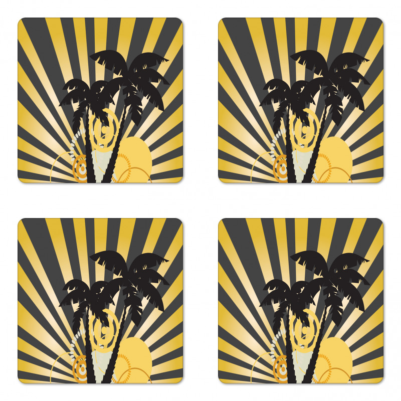 Contemporary Palm Trees Coaster Set Of Four