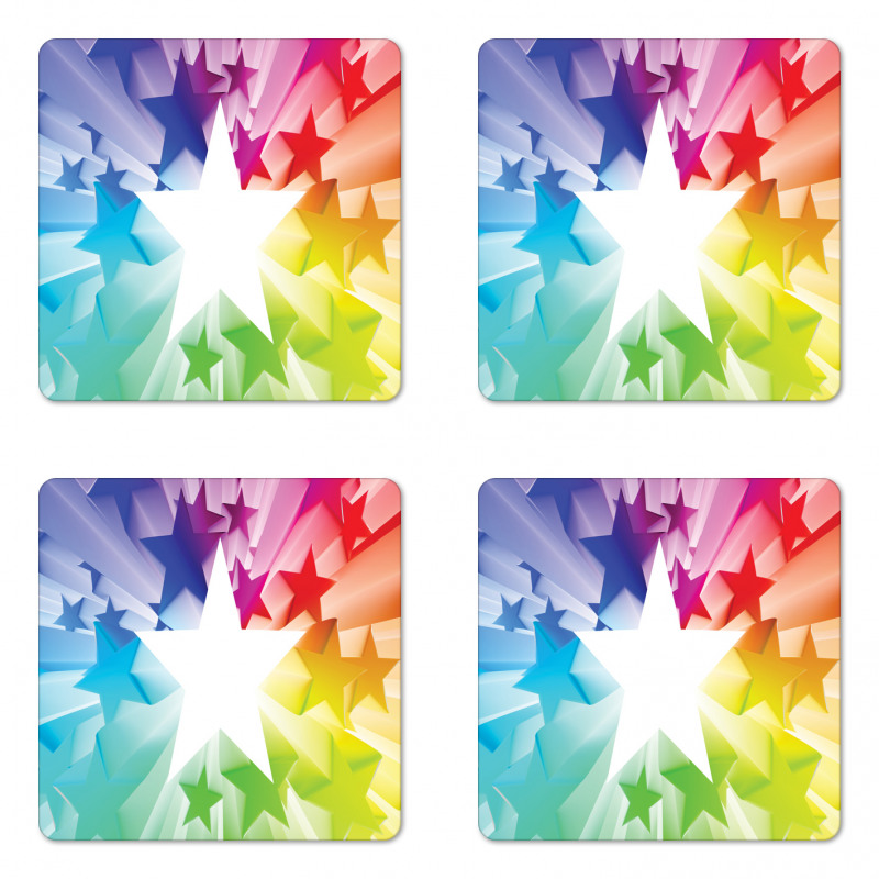 Rainbow Colors Burst Coaster Set Of Four