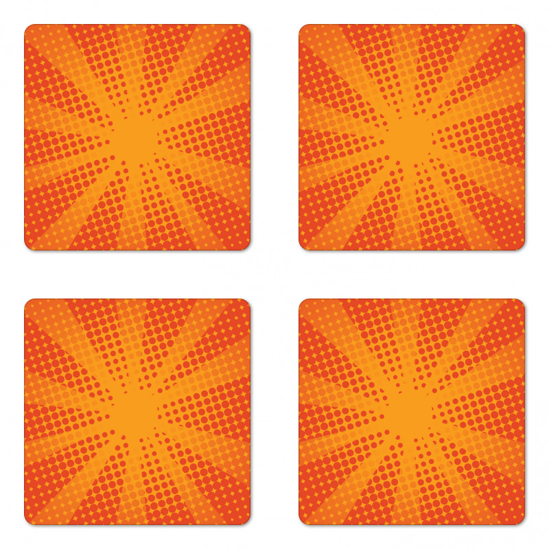 Half Tone Dots Retro Rays Coaster Set Of Four