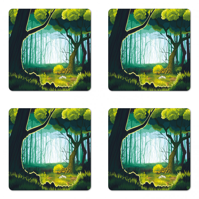 Forest View Outdoor Scene Coaster Set Of Four