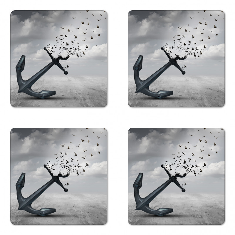 Flying Seagulls Grey Coaster Set Of Four