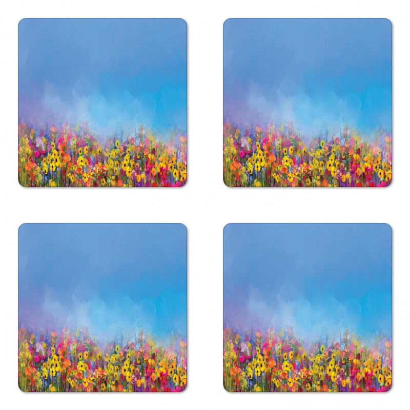 Abstract Sky Dreamy Flowers Coaster Set Of Four