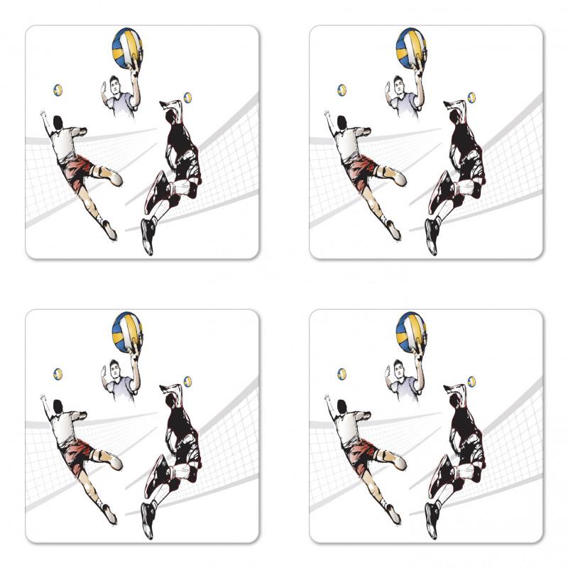 Players Hitting the Ball Coaster Set Of Four