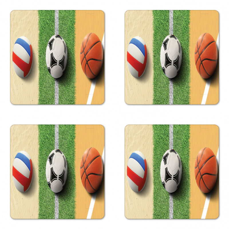 Sportive 3 Sports Activities Coaster Set Of Four