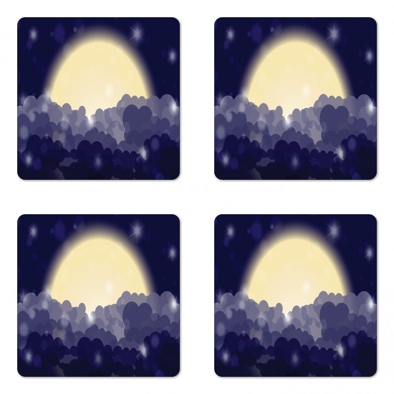 Cloudy Sky View at Night Coaster Set Of Four