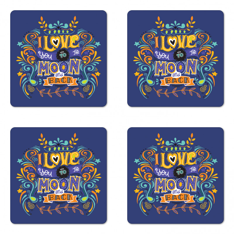 Floral Themed Text Coaster Set Of Four