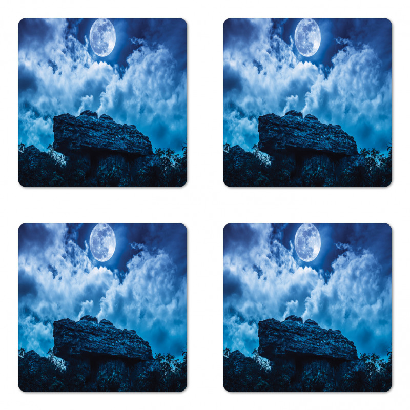 Cliff Under Cloudy Night Coaster Set Of Four