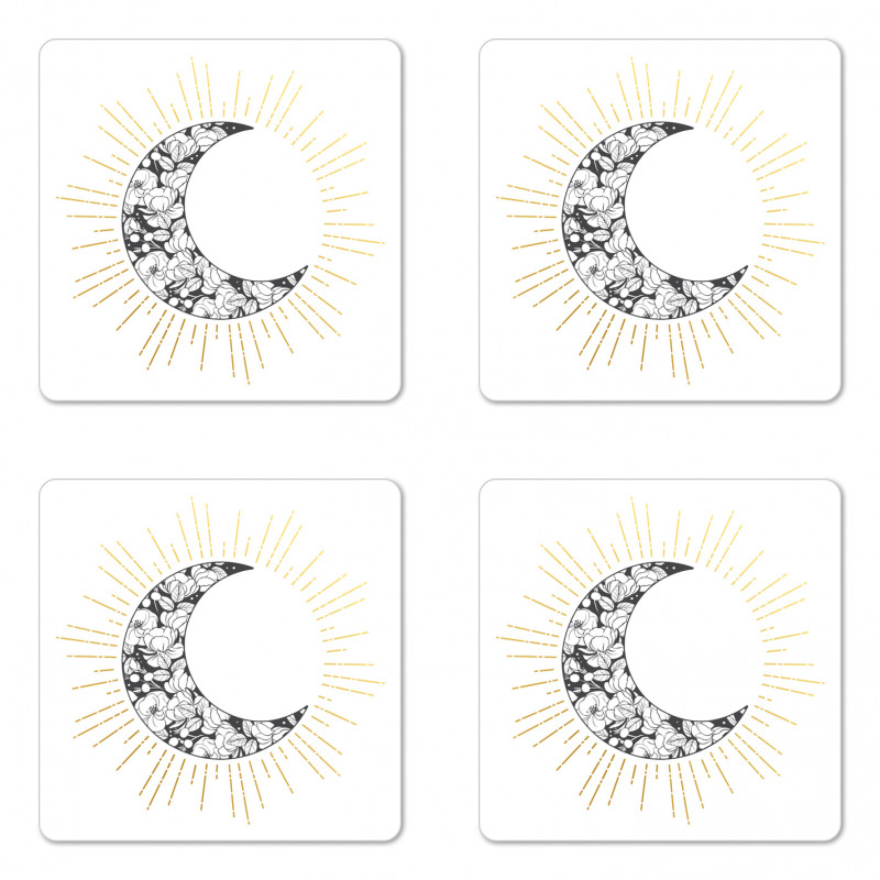 Crescent with Roses Art Coaster Set Of Four