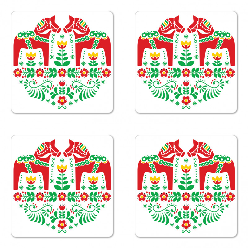 Flora Dala Horse Coaster Set Of Four