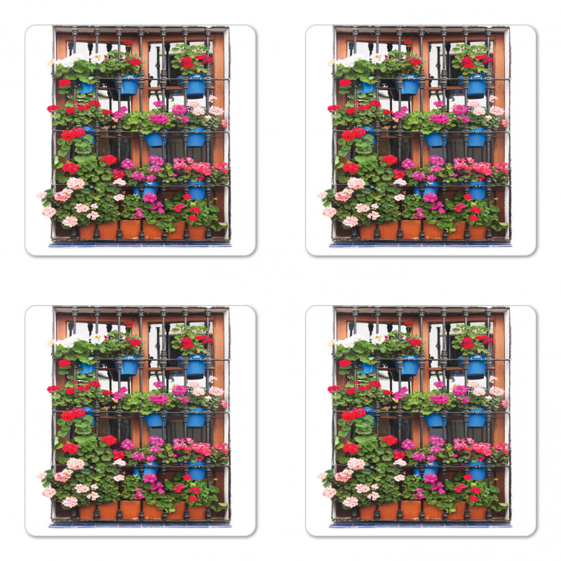 Flower Pots on Old Window Coaster Set Of Four