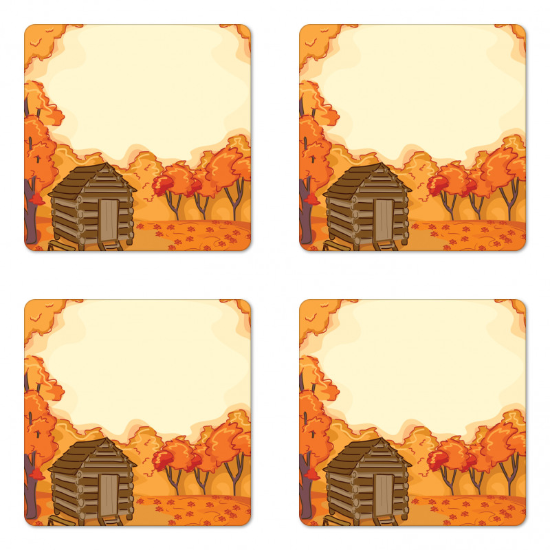 Lodge and Maple Trees Coaster Set Of Four