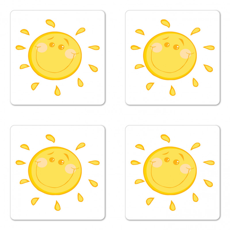 Simple Happy Sun Character Coaster Set Of Four