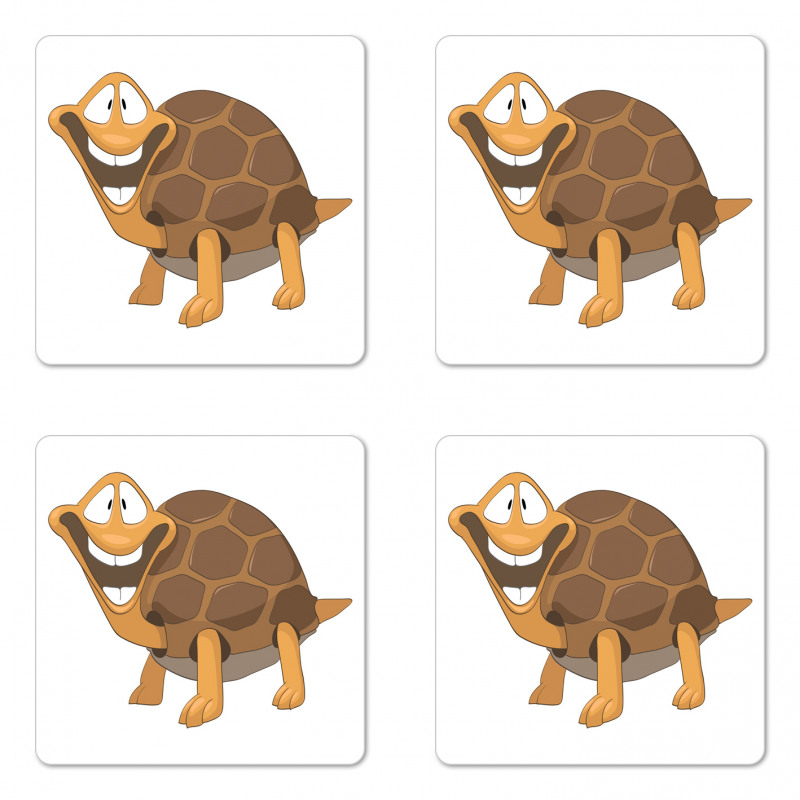 Single Happy Turtle Design Coaster Set Of Four