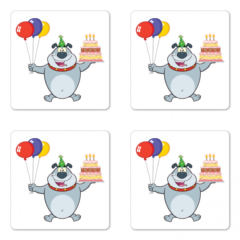 Bulldog Balloons and Cake Coaster Set Of Four